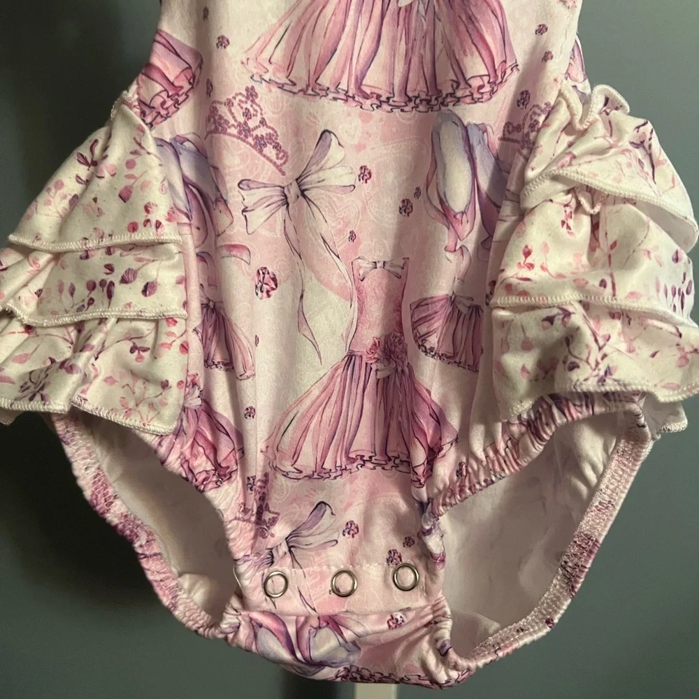 Pete & Lucy Princess Dancer Tie Tank Ruffle Romper NWT 3-6 months